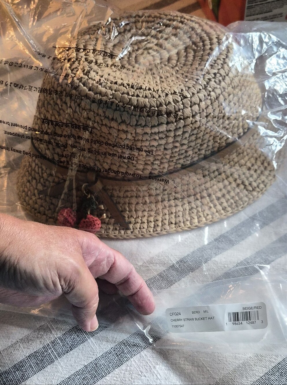 Coach Straw Bucket Hat With Cherry Detail - size M/L - with Coach gift box - - Picture 7 of 9
